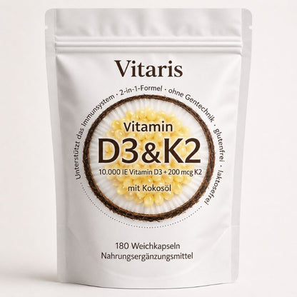 Vitamin D3 & K2 Hochdosiert - 6-Monats-Vorrat