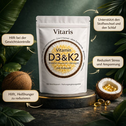 Vitamin D3 & K2 Hochdosiert - 6-Monats-Vorrat
